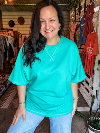 Bright Teal Soft Tuck Top - Tucked & Threaded