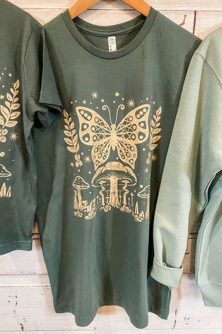 Butterfly Mushroom Seafoam Sweatshirt - Tucked & Threaded