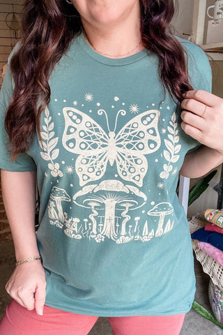 Butterfly Mushroom Washed Pine Tee - Tucked & Threaded