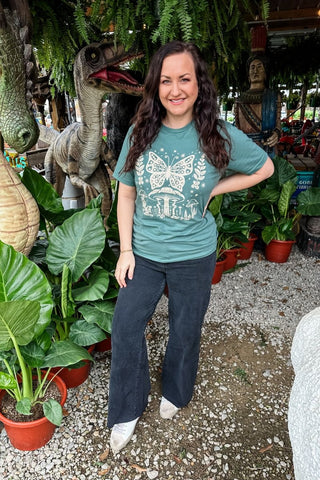 Butterfly Mushroom Washed Pine Tee - Tucked & Threaded