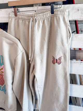 Butterfly Neutral Joggers for Ladies - Tucked & Threaded