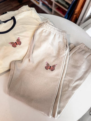 Butterfly Neutral Joggers for Ladies - Tucked & Threaded