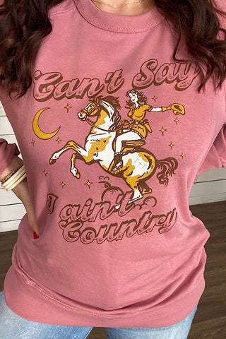 Can't Say I Ain't country Mauve Lightweight Pullover - Tucked & Threaded