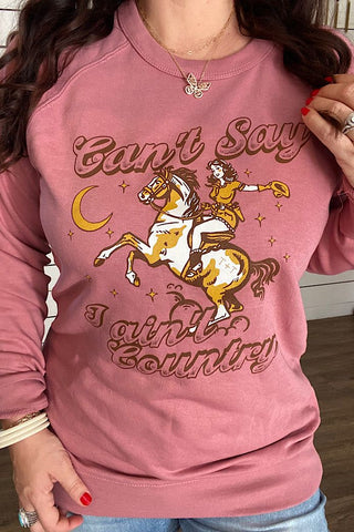 Can't Say I Ain't country Mauve Lightweight Pullover - Tucked & Threaded