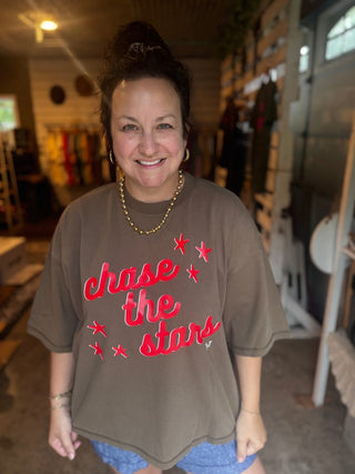 Chase the Stars Faded Brown Boxy Tee - Tucked & Threaded