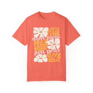 Don't Panic, Just Pray Bright Salmon Tee - Tucked & Threaded