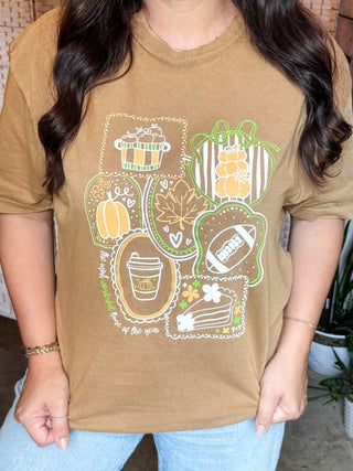 Fall Faves Collage Camel Vintage Tee - Tucked & Threaded