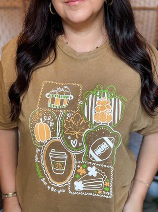 Fall Faves Collage Camel Vintage Tee - Tucked & Threaded