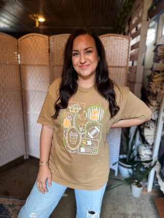 Fall Faves Collage Camel Vintage Tee - Tucked & Threaded