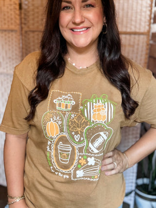 Fall Faves Collage Camel Vintage Tee - Tucked & Threaded
