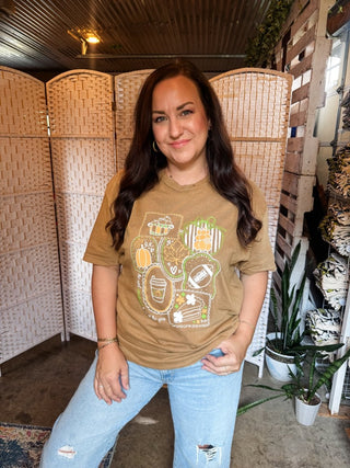 Fall Faves Collage Camel Vintage Tee - Tucked & Threaded