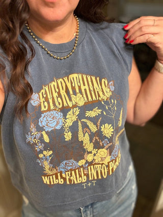 Fall Into Place Denim Muscle Tee - Tucked & Threaded
