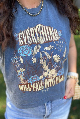 Fall Into Place Denim Muscle Tee - Tucked & Threaded