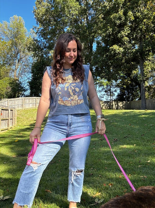 Fall Into Place Denim Muscle Tee - Tucked & Threaded