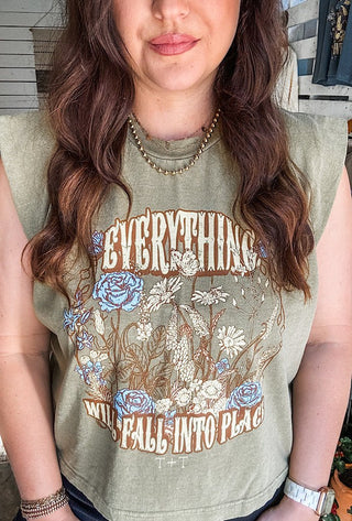 Fall Into Place Sage Muscle Tee - Tucked & Threaded