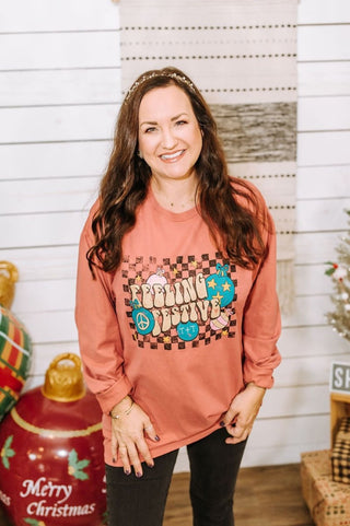 Feeling Festive Crimson Long-Sleeve Tee - Tucked & Threaded