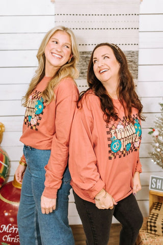 Feeling Festive Crimson Long-Sleeve Tee - Tucked & Threaded