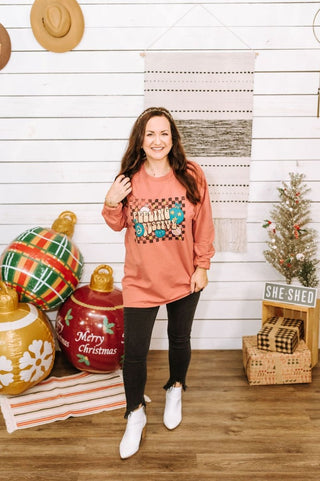 Feeling Festive Crimson Long-Sleeve Tee - Tucked & Threaded