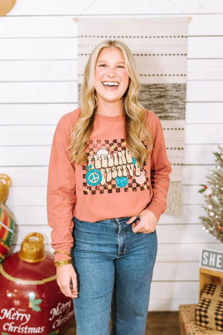 Feeling Festive Crimson Long-Sleeve Tee - Tucked & Threaded
