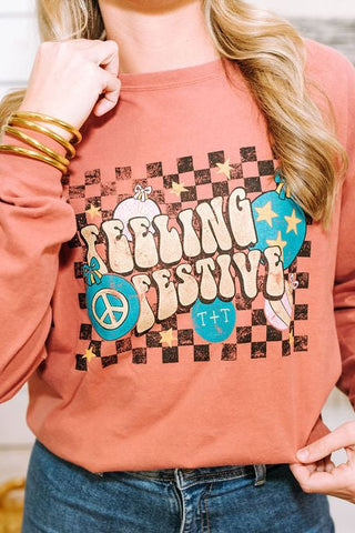 Feeling Festive Crimson Long-Sleeve Tee - Tucked & Threaded