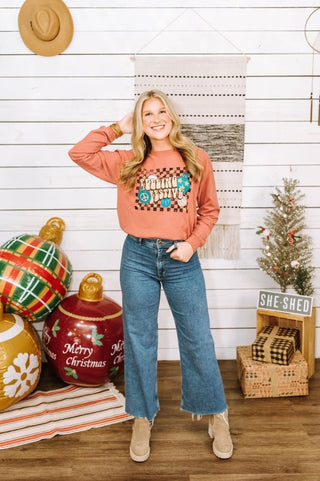 Feeling Festive Crimson Long-Sleeve Tee - Tucked & Threaded