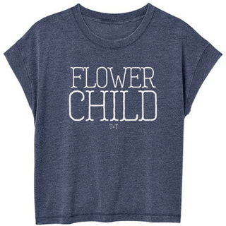 Flower Child Tee — Women's Vintage Relaxed Crop T‑Shirt - Tucked & Threaded