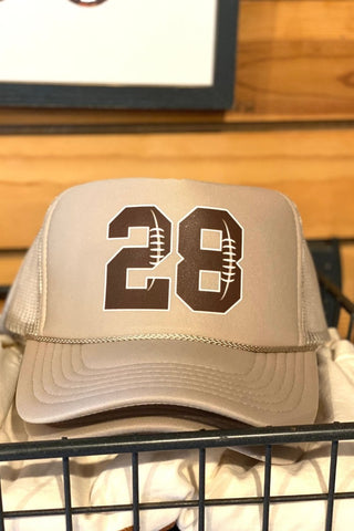 Football Tan Trucker Hat - Tucked & Threaded
