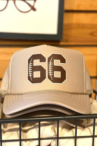 Football Tan Trucker Hat - Tucked & Threaded