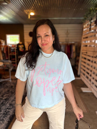 Get Your Hopes Up Sky Blue Boxy Tee - Tucked & Threaded
