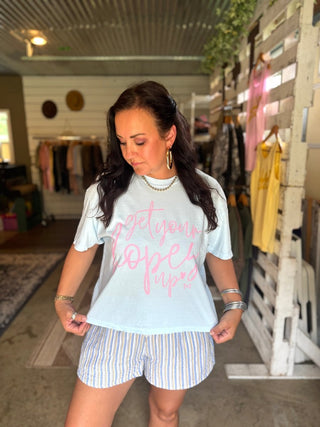 Get Your Hopes Up Sky Blue Boxy Tee - Tucked & Threaded