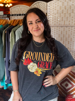Grounded in Grace Black Vintage Tee - Tucked & Threaded