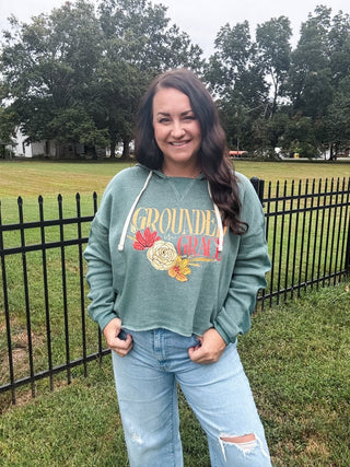 Grounded in Grace Evergreen Boxy Hoodie - Tucked & Threaded