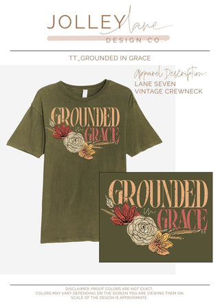 Grounded in Grace Olive Vintage Tee - Tucked & Threaded