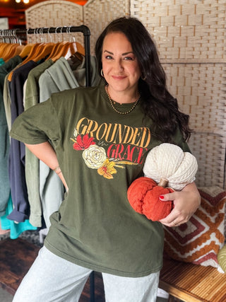 Grounded in Grace Olive Vintage Tee - Tucked & Threaded