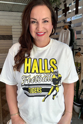 Halls Tigers Football Ivory Tee - Tucked & Threaded