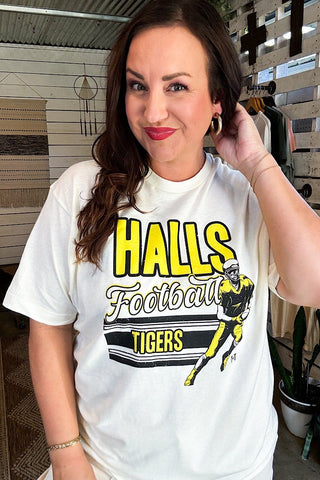 Halls Tigers Football Ivory Tee - Tucked & Threaded