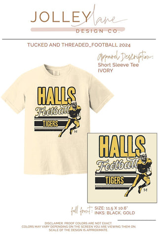 Halls Tigers Football Ivory Tee - Tucked & Threaded