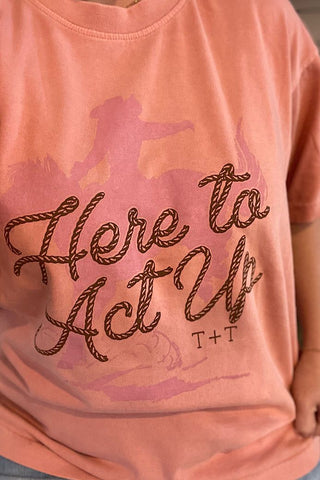 Here to Act Up Lane Seven Urban Heavy Salmon Tee - Tucked & Threaded