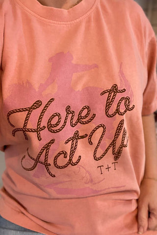 Here to Act Up Lane Seven Urban Heavy Salmon Tee - Tucked & Threaded