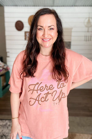 Here to Act Up Lane Seven Urban Heavy Salmon Tee - Tucked & Threaded