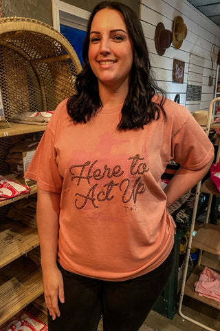 Here to Act Up Lane Seven Urban Heavy Salmon Tee - Tucked & Threaded