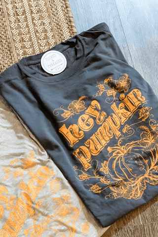 Hey Pumpkin Charcoal Child Tee - Tucked & Threaded