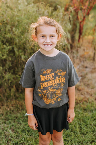 Hey Pumpkin Charcoal Child Tee - Tucked & Threaded