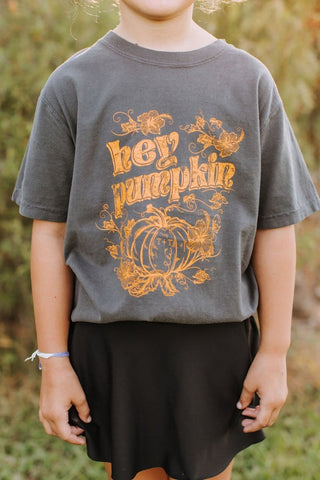 Hey Pumpkin Charcoal Child Tee - Tucked & Threaded