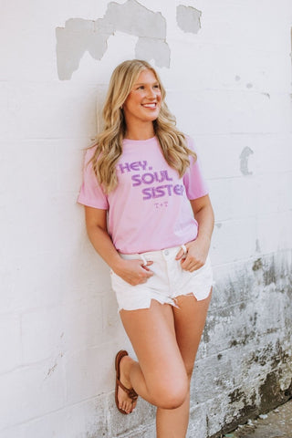 Hey, Soul Sister Lilac Tee - Tucked & Threaded
