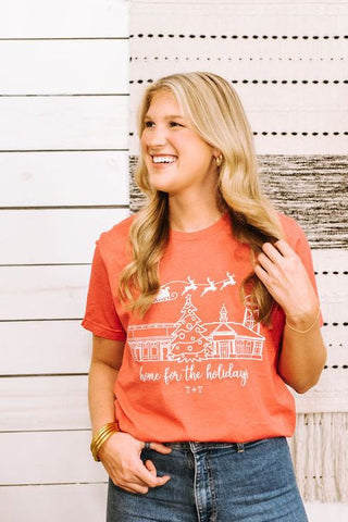 Home for the Holidays Red Tee - Tucked & Threaded