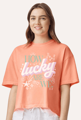 How Lucky Are We Cantaloupe Boxy Tee - Tucked & Threaded