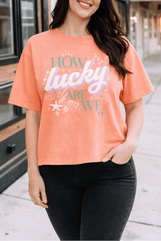 How Lucky Are We Cantaloupe Boxy Tee - Tucked & Threaded