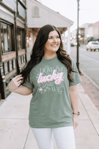 How Lucky Are We Comfort Colors Graphic Tee (Wholesale) - Tucked & Threaded