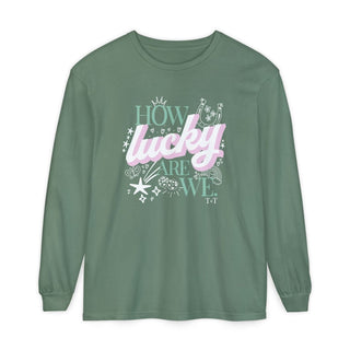 How Lucky Are We Light Green Long Sleeve Tee - Tucked & Threaded